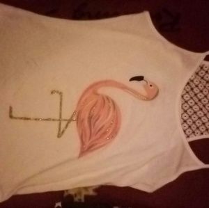 Gold glitter flamingo top